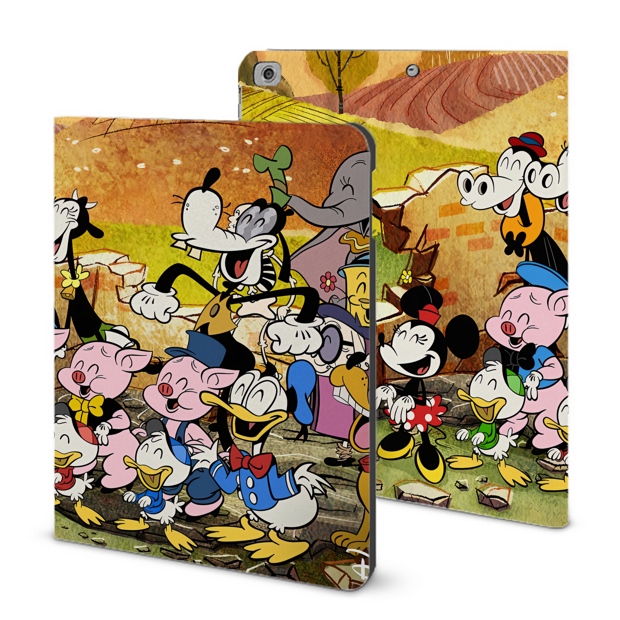 （画像用） ミッキーマウス Mickey Mouse IPad ケース ブック型 PUレザー TPU 耐衝撃 軽量 薄型 ペン収納なし 全面保護 IPad 各モデル対応
